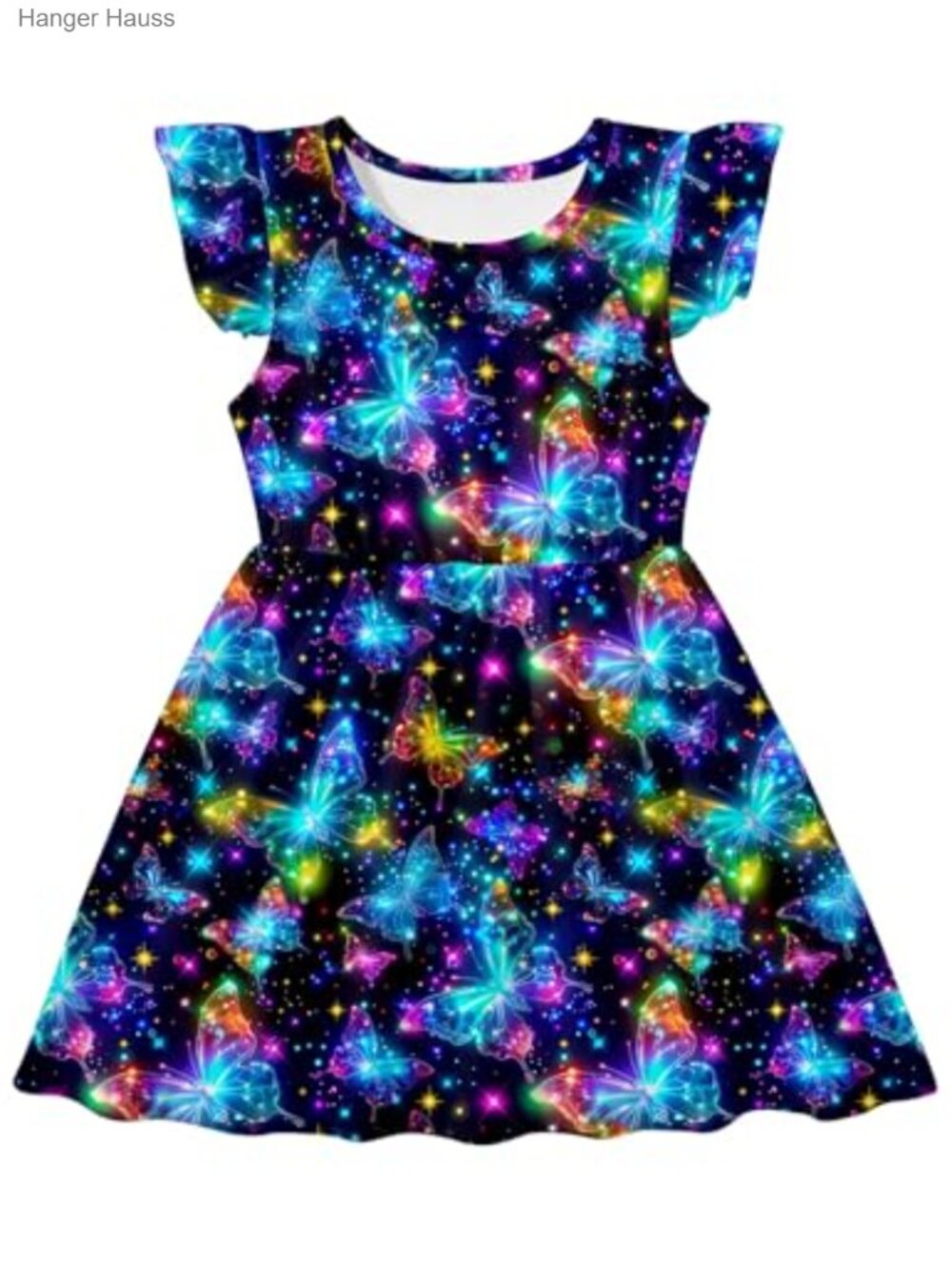 Toddler Girls Ruffle Flutter Sleeve Summer Dress 2-7T